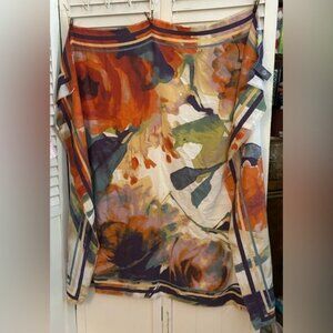Vince Camuto Oversized Floral Scarf Wrap With Eyelash Fringe And Multi-Color Des